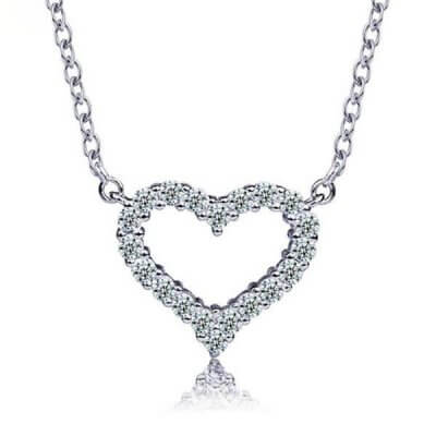 Italo Sweet Heart Created White Sapphire Pendant Necklace 