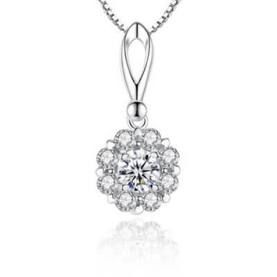 Italo Flower Design Created White Sapphire Pendant Necklace 