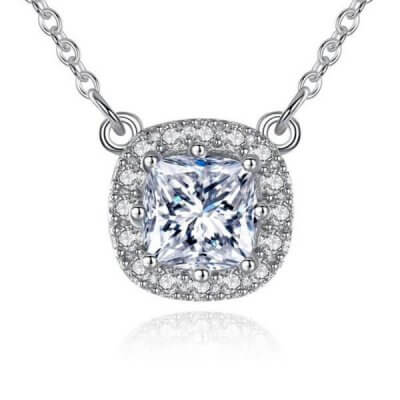 Italo Halo Created White Sapphire Pendant Necklace