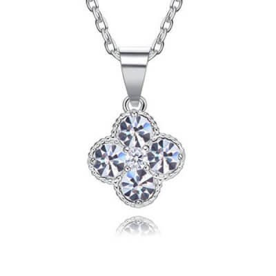 Four Leaf Clover Design Created White Sapphire Pendant Necklace 