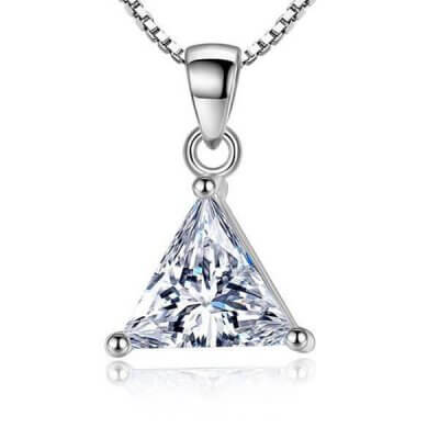 Trillion Cut Created White Sapphire Pendant Necklace