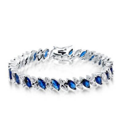 Italo Marquise Created Sapphire Bracelet