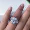 Buy Wedding Jewelry Online | Italo Art Deco Three Stone Halo Created White Sapphire Bridal Set