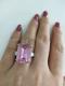 Best Engagement Rings Online Italo | Three Stone Emerald Created Pink Sapphire Engagement Ring