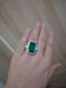 Three Stone Halo Engagement Ring,Two Tone Emerald Cut Engagement Ring
