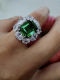 Flower Design Emerald Cut Engagement Ring Halo